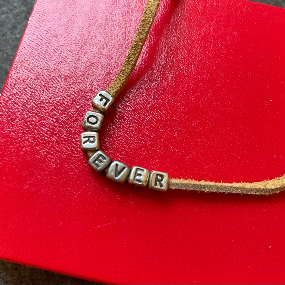 Silver and Leather FOREVER Necklace